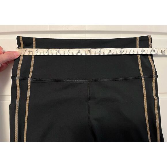 Zyia Active Mocha On Black Game Day Light N Tight 7/8 Leggings Size 6-8 Pockets - Picture 8 of 10